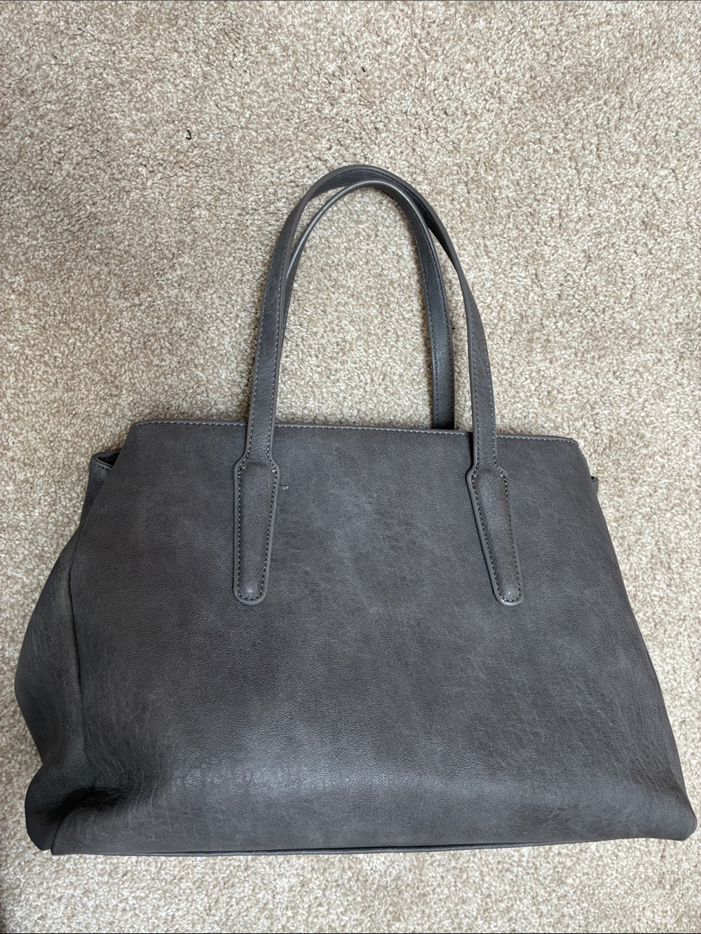 Classic Gray Leather Tote Bag - Versatile Everyday Handbag